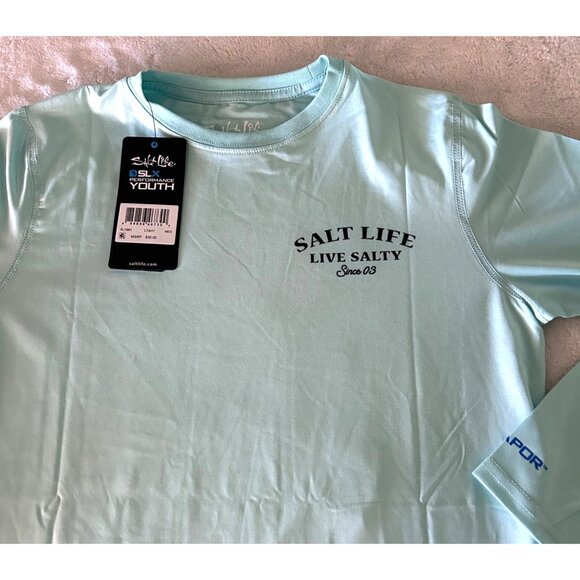 Salt Life Boys Youth Medium YM SLX Sun Protection Shirt Uvapor Fabric Live Salty - Picture 2 of 7